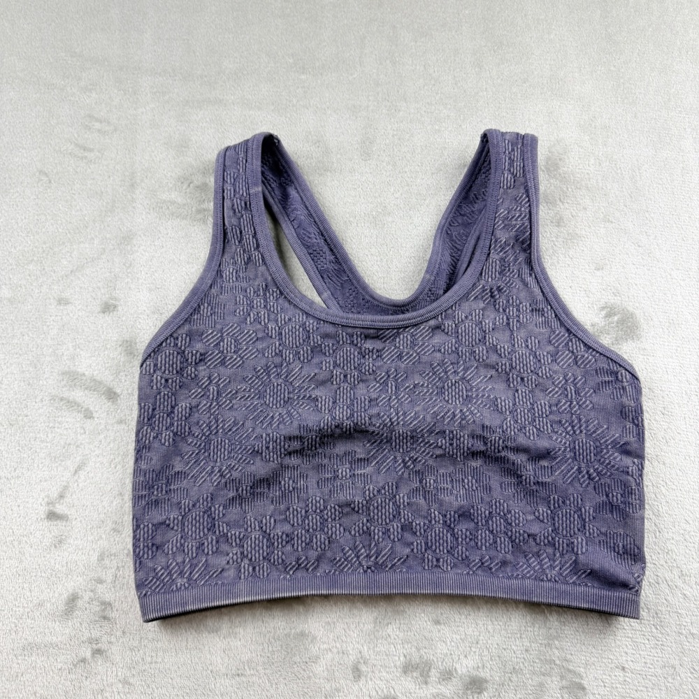 OFFLINE by Aerie Women's Medium Recharge Sports Bra Purple Floral Seamless